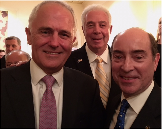 Prime Minister Malcolm Turnbull with AAC board officers Marty Russo and Matthew Freedman