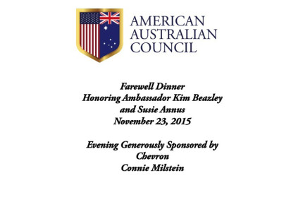 Generous Sponsors of Amb Beazley Farewell Dinner